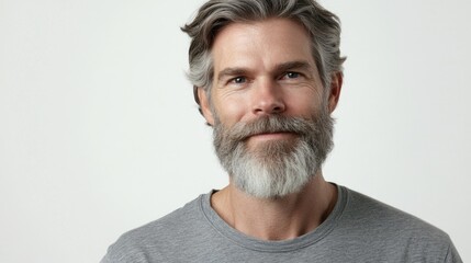 Obraz premium Bearded Man in Profile, Aging with Grace