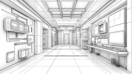 Obraz premium generate a technical sketch of electronic PCB, in front view without people, from a technical product development session