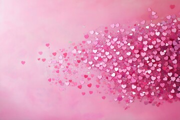 Fototapeta premium Pink background with many pink hearts scattered all over it