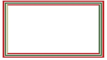 Obraz premium Colorful Geometric Border Frame with Red, Green, and White Stripes on a Clean White Background