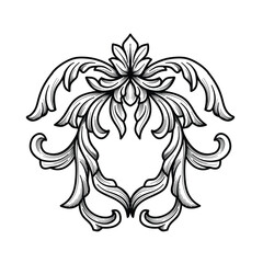 Filigree Floral baroque luxury ornament. Vintage Flourish Victorian frame decorative element, swirl heraldic engraving decoration. Vector design retro ornamental illustration.