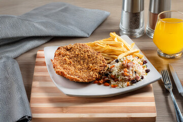 grilled steak with fries