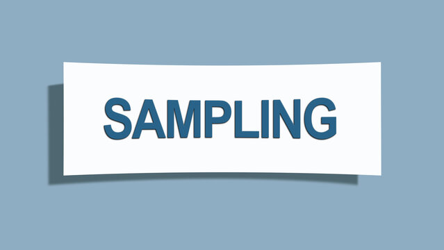 sampling. A card isolated on blue background.