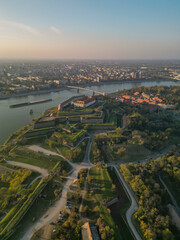  Novi Sad Fortress on the Danube - aerial view from drone