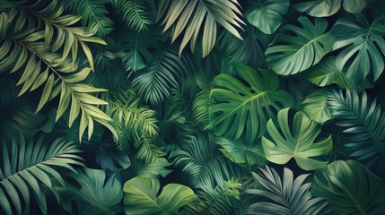 Enchanting Jungle Oasis: Dreamy Fantasy Scene of Lush Greenery and Tropical Vegetation