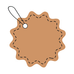 Vector brown star tag kraft design for sale price or gift card with a string on a white background