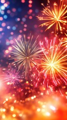 Naklejka premium American flag with fireworks in the background