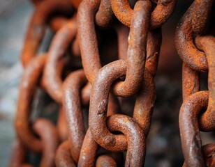 Fototapeta premium rusty chain link metal aged weathered old antique