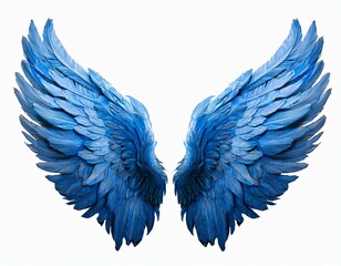 beautiful pair of vibrant blue angel wings isolated on a transparent background perfect for fantasy mystical and artistic designs