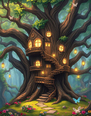 Fototapeta premium a mysterious house in the forest 