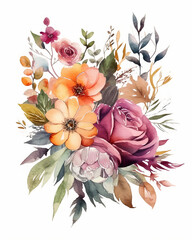 Bright Watercolor Floral Card Background Features a Vibrant Arrangement of Flowers and Leaves in Soft Hues for Any Occasion