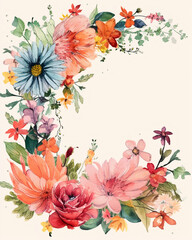 Beautiful Watercolor Floral Card Background With Vibrant Flowers and Soft Hues for Invitations or Greeting Cards