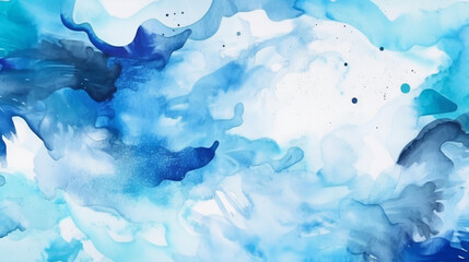 Vibrant Watercolor Artwork Capturing Fluid Blues and Whites Resembling an Abstract Ocean Landscape in Calm Hues