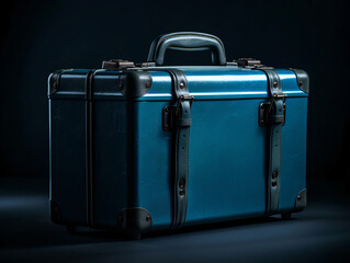Stunning Blue Suitcase on a Sleek Black Background Perfect for Travel Inspiration and Packing Ideas