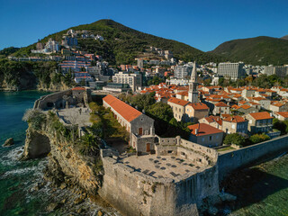 Old town Budva,  montenegro - aerial drone view