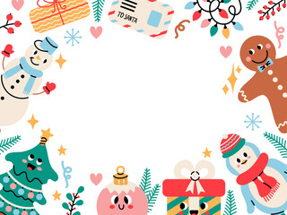 New year frame with empty space for your design. Cute modern banner design cartoon on white background