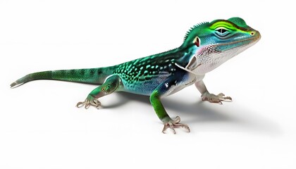 Anole Lizard on White Background