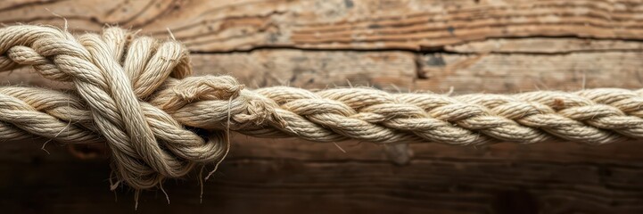 Fototapeta premium Close up of a frayed rope, showing signs of strain and stress, strength, stress