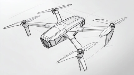Fototapeta premium 3d pencil draw sketch drone.ai generative