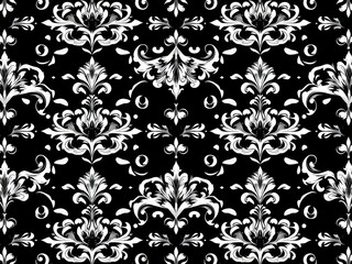 Elegant and intricate Damask seamless vector pattern design in black and white for luxury backgrounds and textiles, pattern, vector