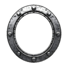 A metal circle with many bolts and screws