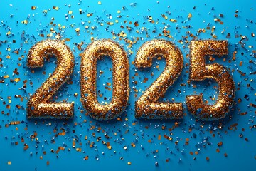 Glistening Gold Glitter Number 2025

