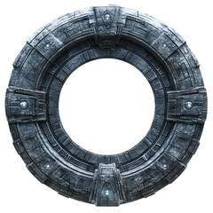 Naklejka premium A large, metallic, circular object with a hole in the middle
