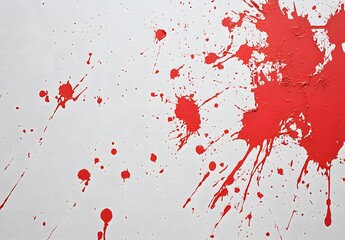 Fototapeta premium Abstract Red Paint Splatter On White Canvas
