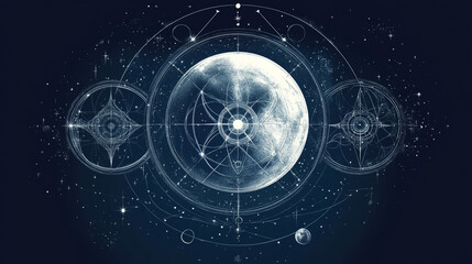 Obraz premium circle with the signs of the zodiac with blue background.ai generative