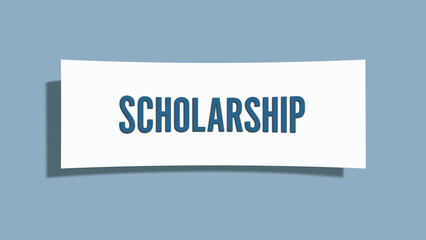 Scholarship. A card isolated on blue background.