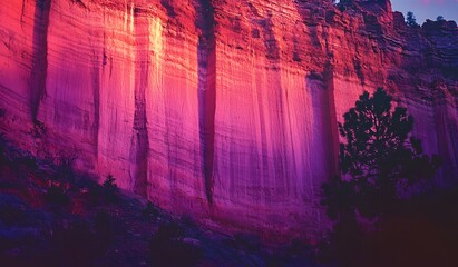 Majestic Pink and Purple Canyon Wall at Sunset