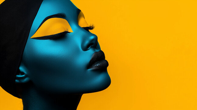 asianwoman, Vibrant and artistic makeup on the beautiful face of topmodel from Egypt, fashionista look, masterpiece, haute couture shot