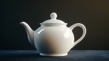 
Elegant white teapot with a classic rounded design and glossy finish, placed against a dark background, ideal for brewing tea and enhancing a calm, traditional tea-drinking experience