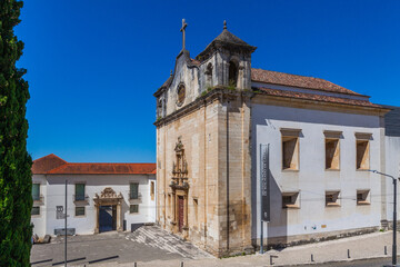 The historic facade of the Museu Nacional Machado de Castro in Coimbra, Portugal
