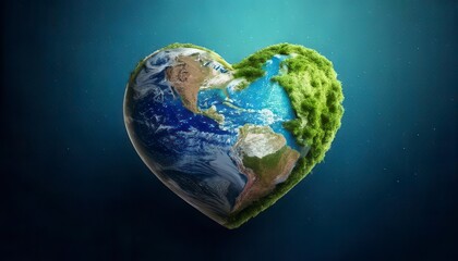 Fototapeta premium Earth planet in heart shape. Generated image