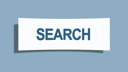 Search. A card isolated on blue background.