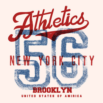 vintage College Text. new York city. Athletics font. Brooklyn United States of America. print design. Vector graphic. sports text print t shirt. vector design .