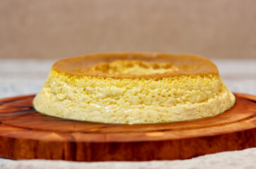 Milk ans eggs Pudding or Pudim de leite. Brazilian dessert homemade caramel custard pudding. Traditional brazilian flan