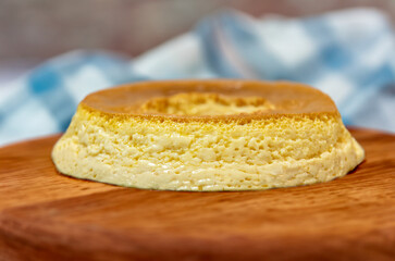 Milk ans eggs Pudding or Pudim de leite. Brazilian dessert homemade caramel custard pudding. Traditional brazilian flan