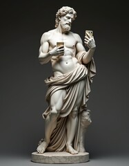 statue with phone