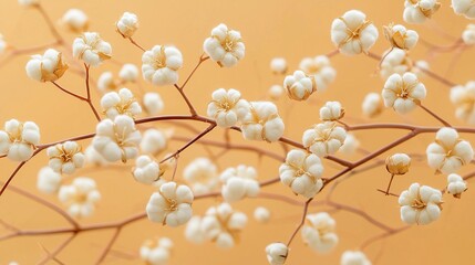 Delicate, dried, fluffy flower clusters against a soft peach background.