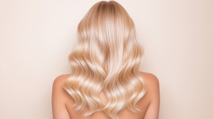 Blonde wavy hair in soft light - elegance and beauty from behind