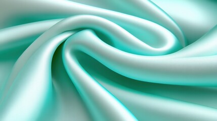 Fototapeta premium Elegant turquoise silk fabric with luxurious folds and smooth texture for fashion and interior design concepts