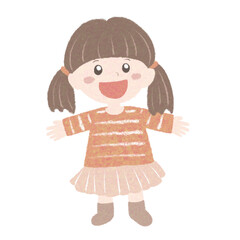 クレヨン風に描いた女の子のイラスト