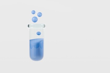 3d Test tube icon. Minimal Cartoon Chemical glasses test tube analysis icon. Laboratory equipment chemistry concept. Chemical laboratory science concept isolated on transparent background. 3d render.