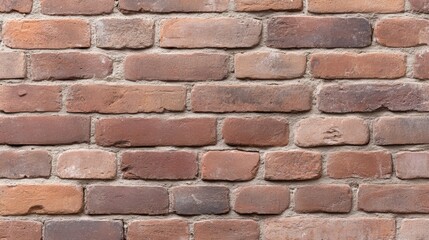Close-up of rustic vintage red brick wall with varied textures