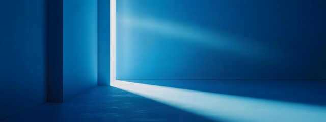 Blue Room Light Beam Illuminates Corner