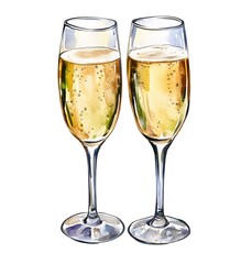 Two Glasses of Sparkling Champagne Toast