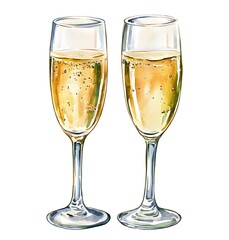 Two Glasses of Sparkling Champagne Ready To Toast