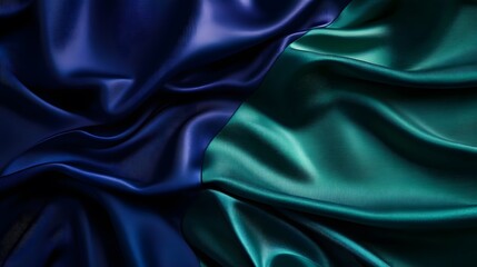 Fototapeta premium Dark Blue and Teal Silk Fabric Draped Abstractly
